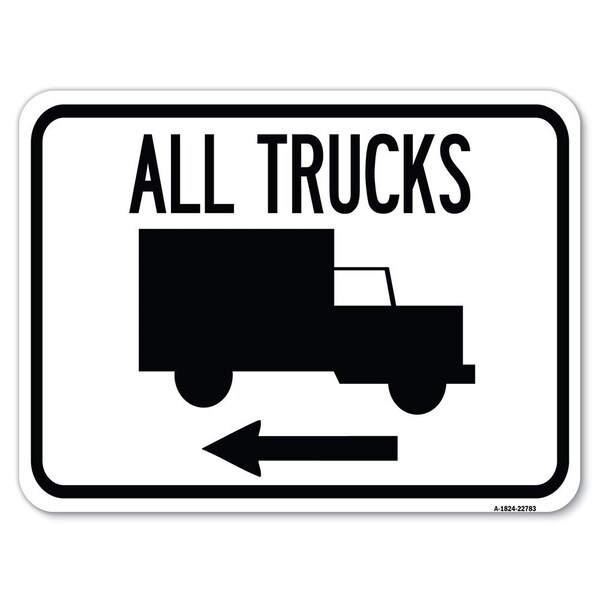 Signmission Trucks All Trucks With Truck Symbol & Left Arrow Rust Proof Parking, A-1824-22783 A-1824-22783 - main